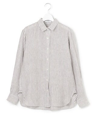 23区 S 【CLASSY. 9月号掲載/WEB限定カラーあり】LIBECO ベーシック シャツ ダークブラウンストライプ