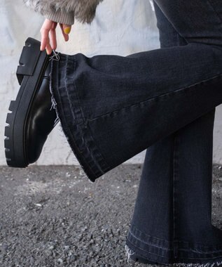 WEGO ローライズスーパーフレアデニムパンツ ブラック