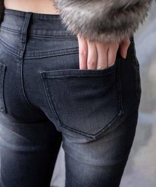 WEGO ローライズスーパーフレアデニムパンツ ブラック