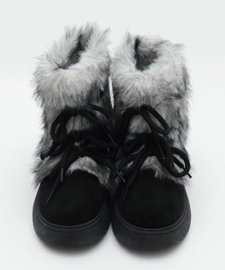 WEGO ボリュームファーレースアップFムートンブーツ ブラック