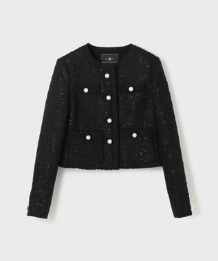 GRACE CONTINENTAL ツイードショートジャケット ブラック