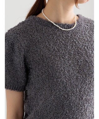 Te chichi テープヤーン前後2WAY5分袖カーディガン グレー