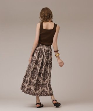 GRACE CONTINENTAL ダマスクジャガードタックスカート ブラウン