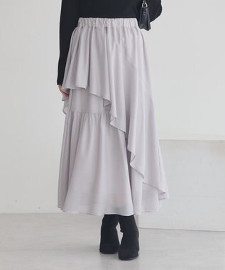 MISEKI SEOUL シアリングラッフルミディスカート ブラック MISEKI SEOUL シアリングラッフルミディスカート ブラック