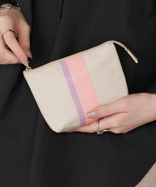 russet ラインプリントポーチ S(Z-227) Ivory
