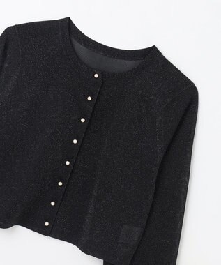 GRACE CONTINENTAL ラメシアーショートニットカーディガン ブラック