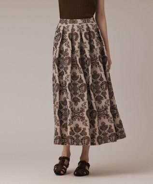 GRACE CONTINENTAL ダマスクジャガードタックスカート ブラウン