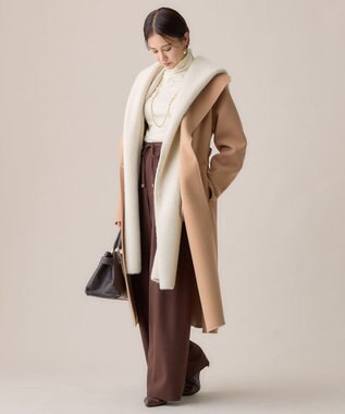 自由区 L ウールサキソニーワイド パンツ ダークブラウン系