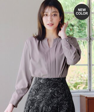 Tiaclasse 【新色追加・洗える】バンドカラー2WAYタックブラウス