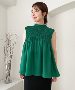 UNFILO 【WEB限定】シアーシャーリングブラウス グリーン