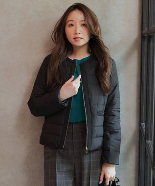 ANY SIS 【2WAY】ノーカラーダウン ジャケット ブラック