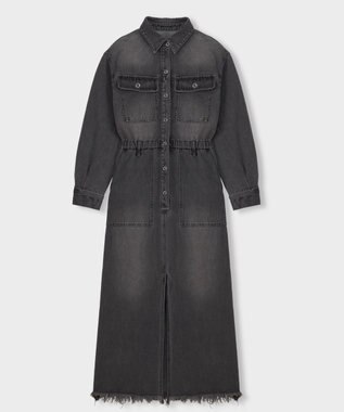 GRACE CONTINENTAL デニムドロストスリットワンピース ブラック