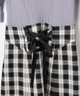 Feroux 【洗える】ニットコンビ ワンピース ブラック系2