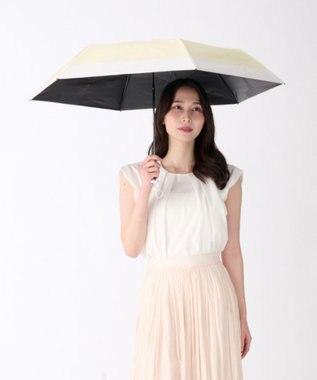 MOONBAT 【遮光100％/晴雨兼用】kowaza コワザ ライトウェイトカーボン ボーダー 折りたたみ傘 簡単に畳める傘 コンパクト 50cm ライトイエロー