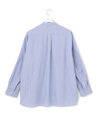 J.PRESS YORK STREET 【UNISEX】タイプライターストライプ バンドカラーシャツ サックスブルー系1