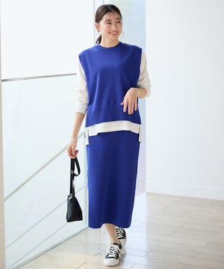 ANY L ニットベスト ブルー