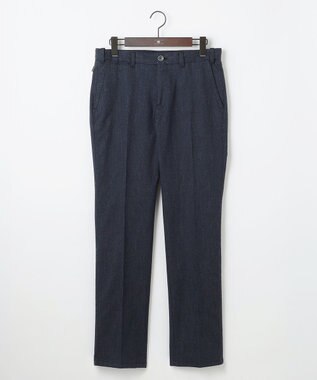 JOSEPH ABBOUD 【キングサイズ・ウエストも伸びる!オーガニックコットン使用】ムリネへリンボンストレッチ パンツ ネイビー系