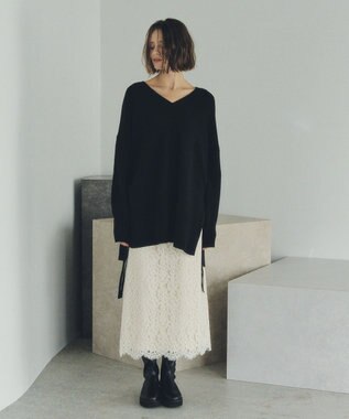 YECCA VECCA Vネックドロストデザインニット Lime Green