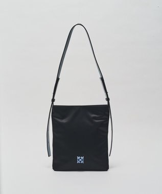 russet バイカラーレザーベルトフラットショルダーバッグ(SF-278) Black