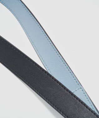 russet バイカラーレザーベルトフラットショルダーバッグ(SF-278) Black