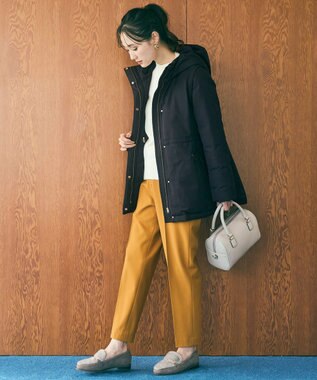 ANY SIS 【撥水・洗える】2WAYドロストフーディミドル ダウン ネイビー