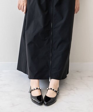 Bridget Birkin 【Bridget Birkin】パールストラップメリージェーンパンプス ブラックエナメル