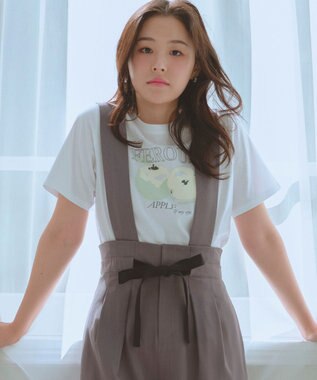 Feroux 【2WAY】サス付きリボン パンツ グレー系