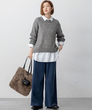 23区 S 【滝沢眞規子さん着用/洗える】コットン コーデュロイ ワイド パンツ ダルブルー系