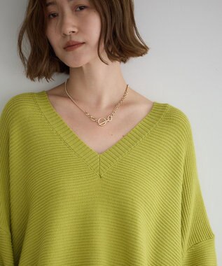 YECCA VECCA Vネックドロストデザインニット Lime Green