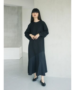 Green Parks armonia．布帛切り替えポンチワンピース Black