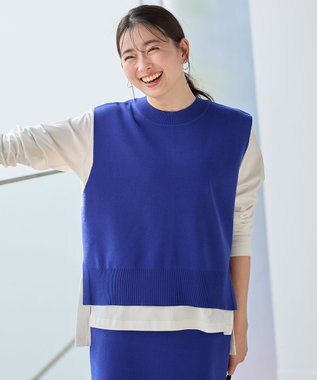 ANY L ニットベスト ブルー