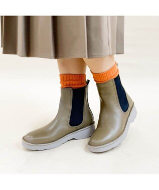 ing <ing>【WEB限定】【3E】【サスティナブルシリーズ】厚底サイドゴアショートブーツ カーキ