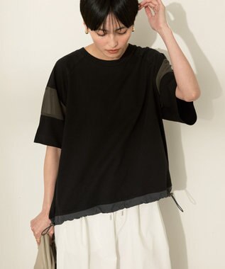 AMERICAN HOLIC 異素材ライン切替プルオーバー Black