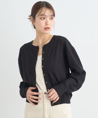 earth music&ecology ＵＶカット加工クルーネックニットカーディガン Black