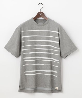 JOSEPH ABBOUD MOUNTAIN 【SPACE／UNISEX】スラブプレーティングボーダープリント Tシャツ