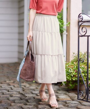 ANY SIS 【撥水・UVカット・速乾】ティアード スカート アイボリーベージュ