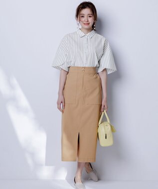 ANY SIS L 【2WAY】フロントジップタイト スカート シャンブレーベージュ