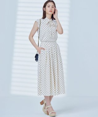 組曲 【WEB限定】ドットプリントデシン ボウタイ付きブラウス エクリュ×ブラック系5