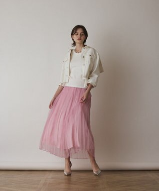 GRACE CONTINENTAL オーガンスパンコールスカート ピンク