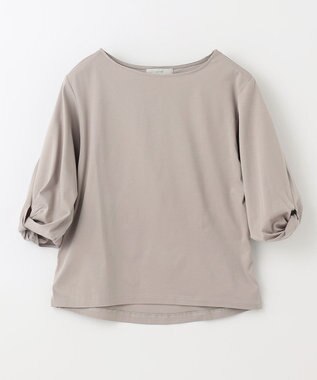 ANY 【接触冷感】シルケットスムース ツイストスリーブトップス グレージュ