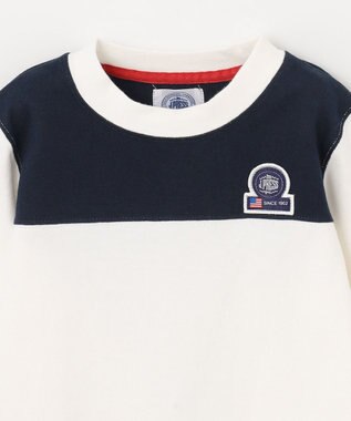J.PRESS KIDS 【110-130cm】切替×袖プリント 長袖Tシャツ オフホワイト系