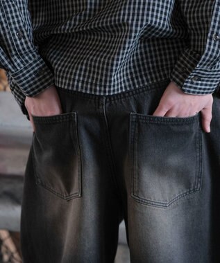 WEGO 【SMLサイズ展開】イージー3Dバレルレッグデニムパンツ デニムブラックソノタ