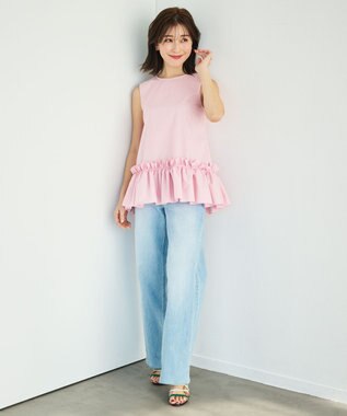 #Newans タックフリルヘムシャツ ピンク