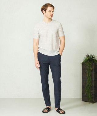 JOSEPH ABBOUD 【キングサイズ・吸水速乾/軽量】リネンTOPピケ Tシャツ ライトグレー系