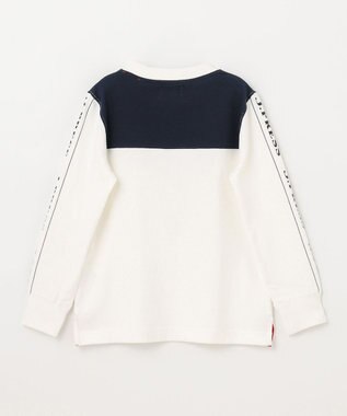 J.PRESS KIDS 【110-130cm】切替×袖プリント 長袖Tシャツ オフホワイト系