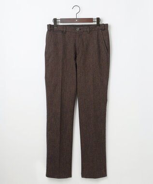 JOSEPH ABBOUD 【キングサイズ・ウエストも伸びる!オーガニックコットン使用】ムリネへリンボンストレッチ パンツ ダークブラウン系