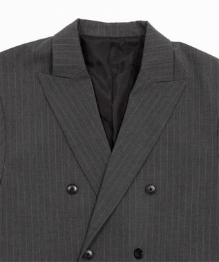 WEGO 【フォーマル/セットアップ対応】ダブルテーラードジャケット グレーストライプ