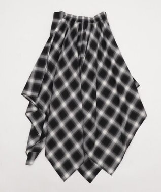 WEGO ネルシャツライクイレヘムロングスカート ブラック