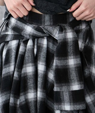 WEGO ネルシャツライクイレヘムロングスカート ブラック