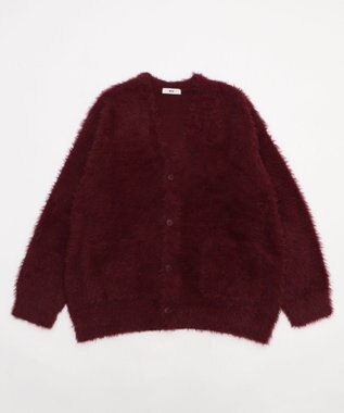 WEGO 【2025秋冬新作/ユニセックス着用ITEM/SMLサイズ展開】フェザーニットカーディガン ワイン